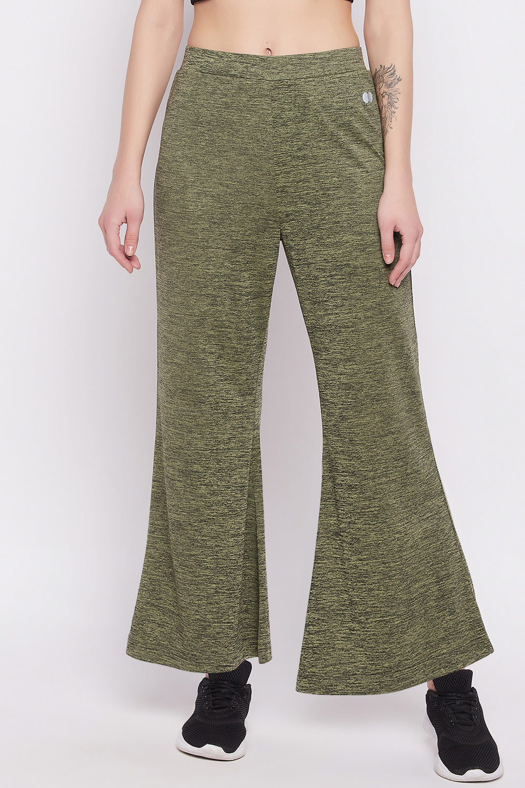 Green-Polyester-Comfort-Fit-Flared-Active-Pants