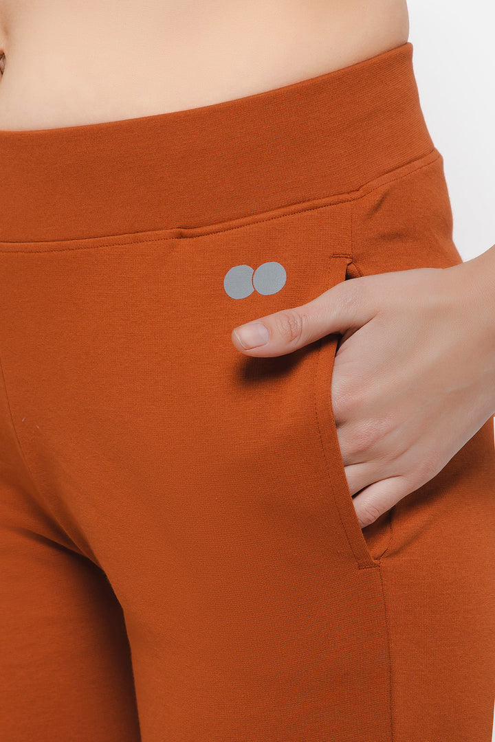 Orange-Cotton-Blend-Flared-Yoga-Pants-With-Side-Pockets