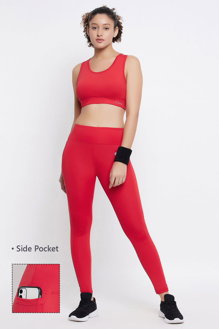 Red-Poly-Spandex-High-Rise-Tights-With-Side-Pocket