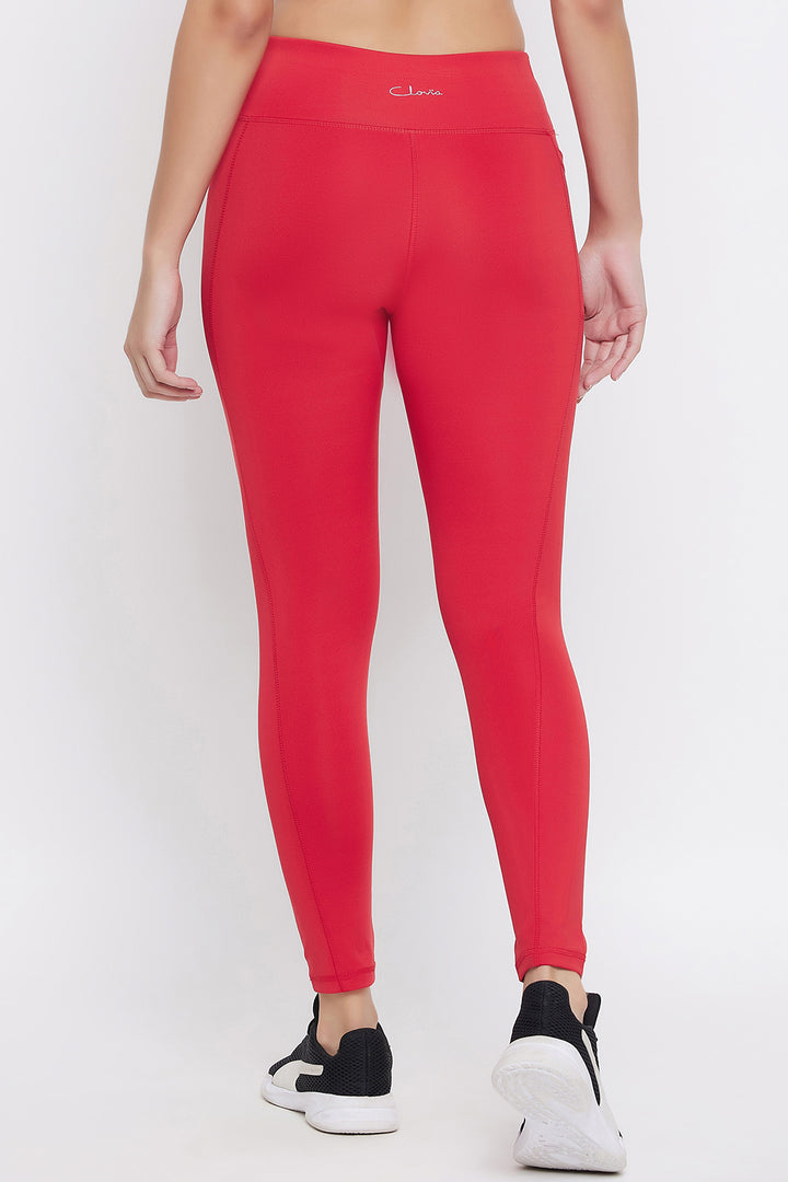 Red-Poly-Spandex-High-Rise-Tights-With-Side-Pocket