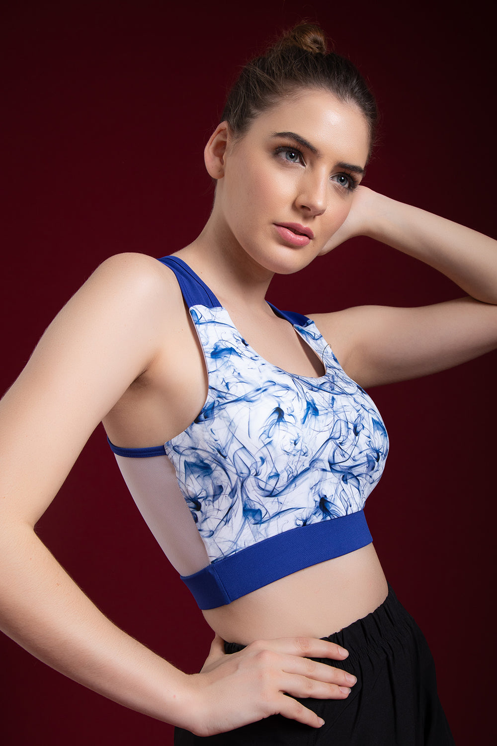 White-Polyamide-Padded-Non-Wired-Abstract-Print-Sports-Bra