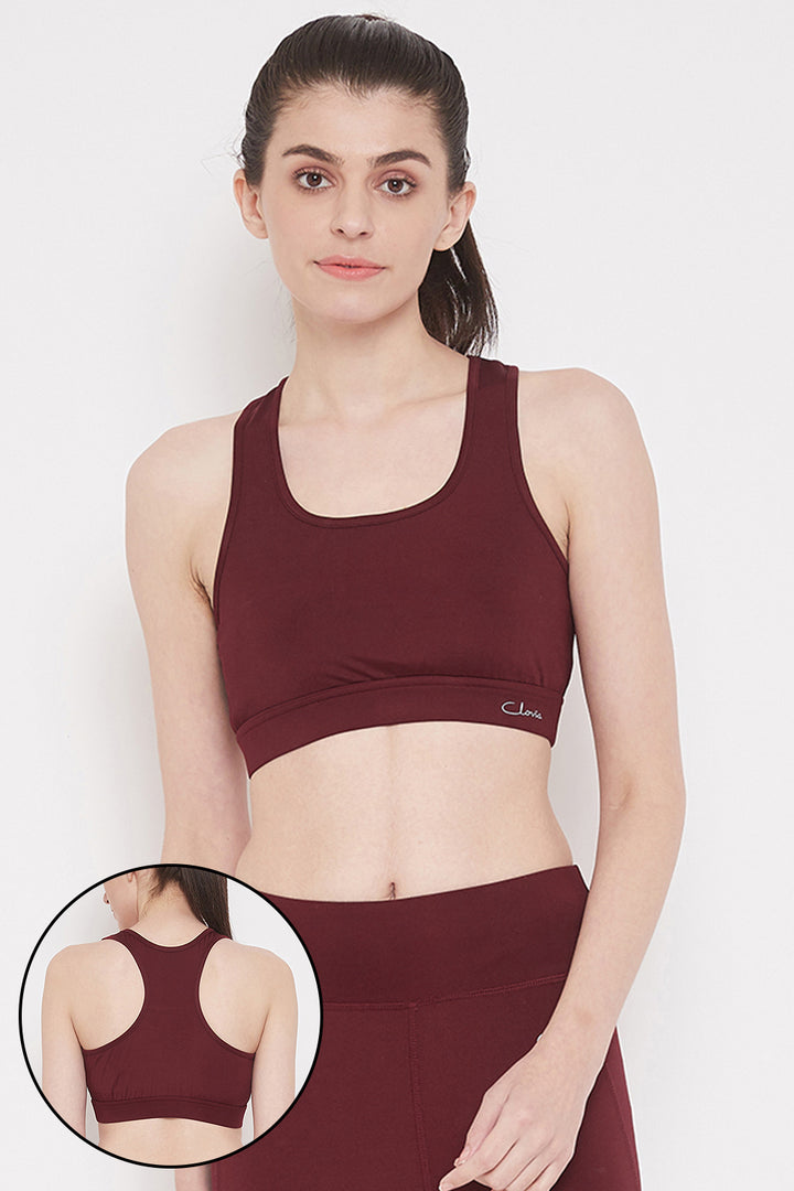 Maroon-Polyamide-Padded-Sports-Bra-With-Removable-Cups