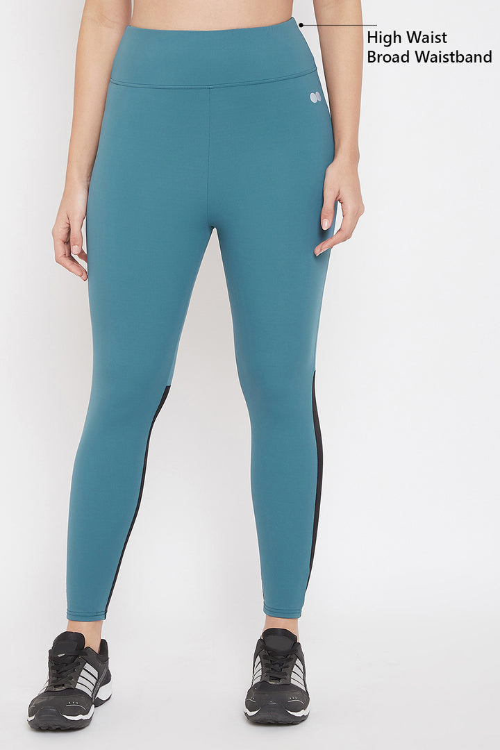 Blue-Polyamide-Snug-Fit-Active-Ankle-Length-Tights