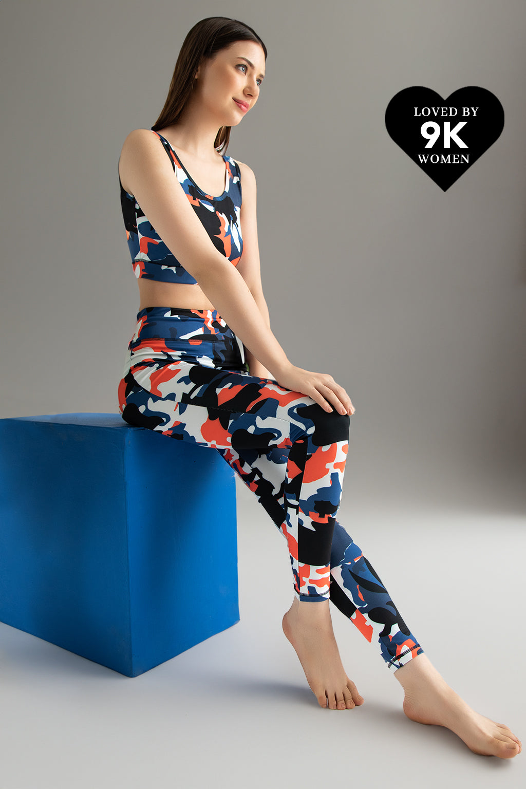 Blue-Polyamide-Snug-Fit-Ankle-Length-Print-Tights