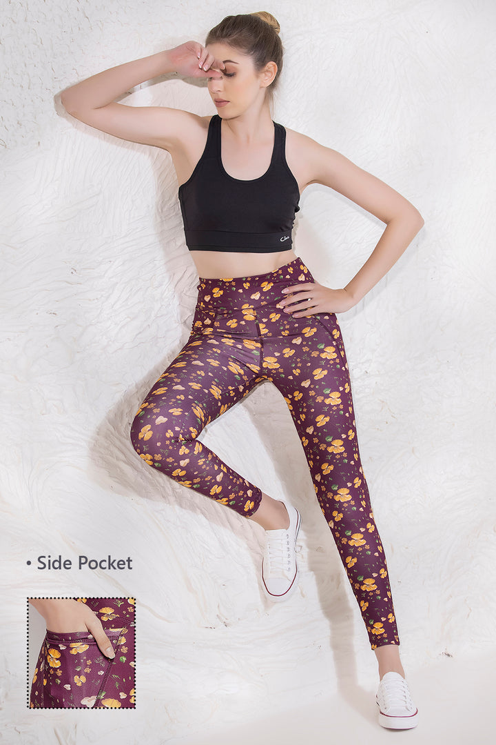 Purple-Poly-Spandex-Print-Tights-in-Plum-With-Side-Pocket