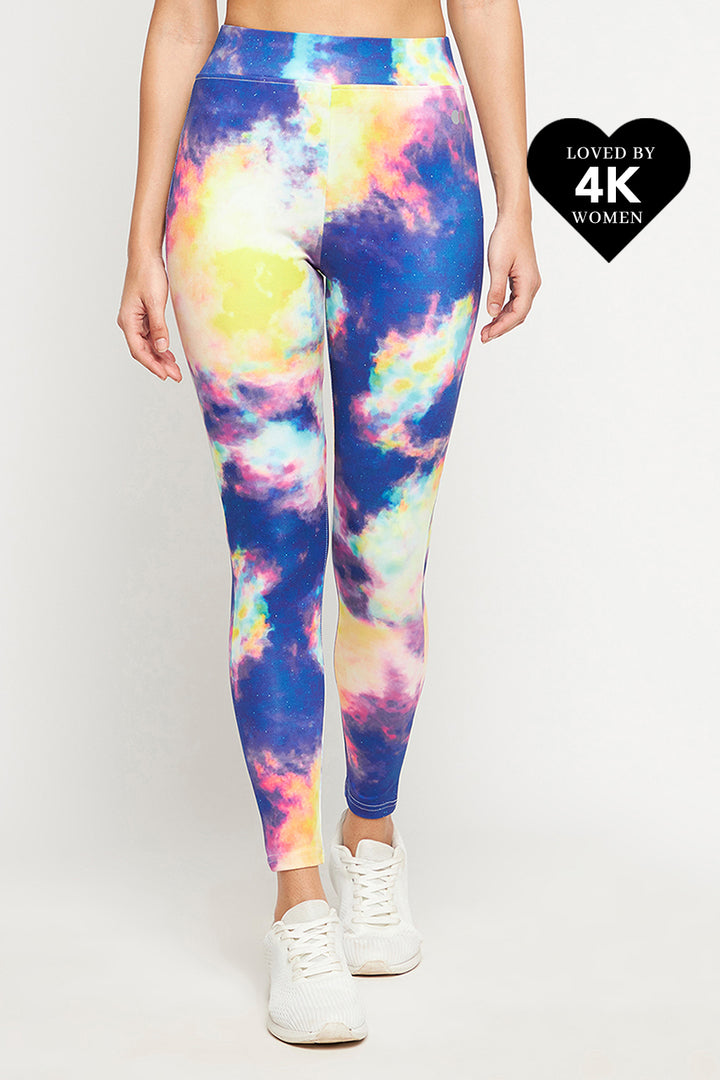 Multicolour-Polyamide-Snug-Fit-Ankle-Length-Marble-Print-Tights