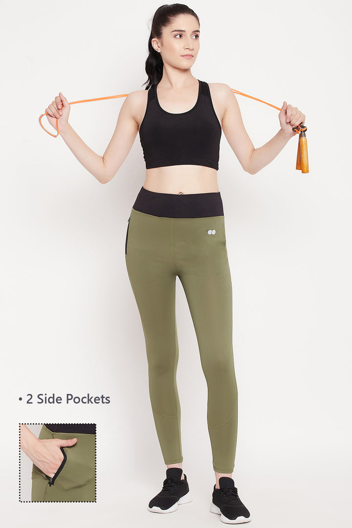 Olive-Green-Poly-Spandex-High-Rise-Tights-With-Side-Pockets