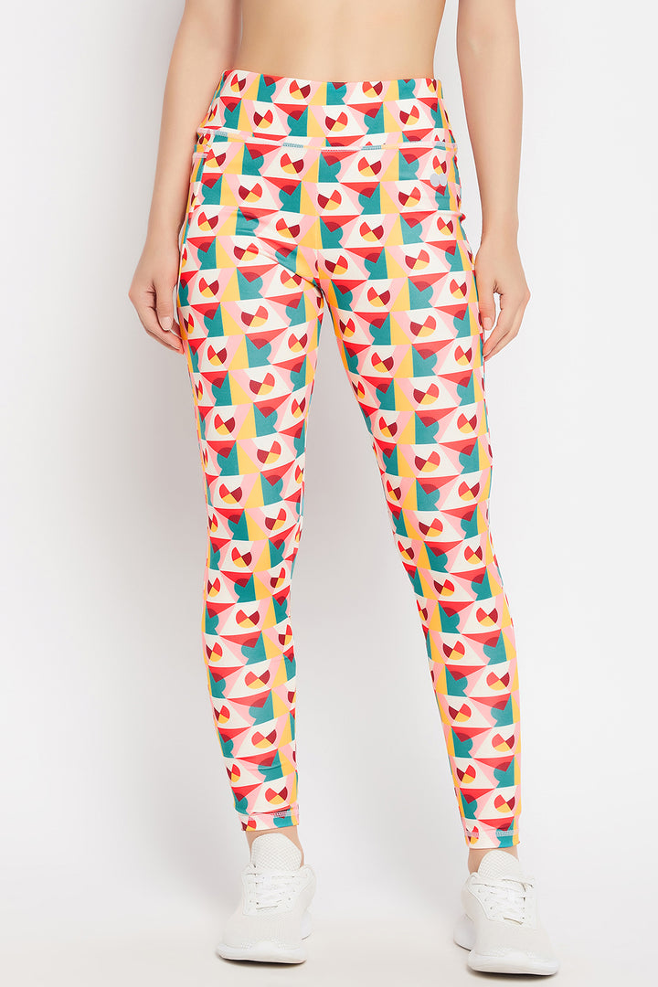 Multicolour-Poly-Spandex-High-Rise-Geometric-Print-Tights