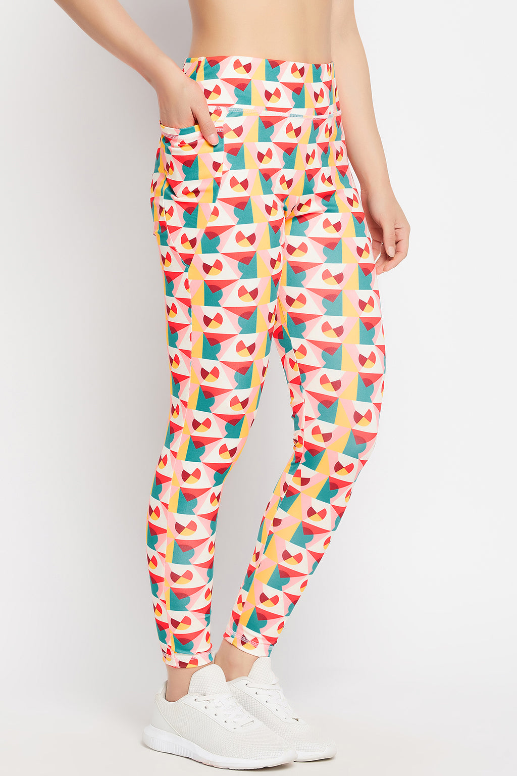 Multicolour-Poly-Spandex-High-Rise-Geometric-Print-Tights