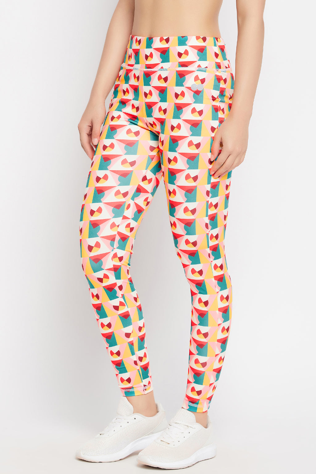 Multicolour-Poly-Spandex-High-Rise-Geometric-Print-Tights