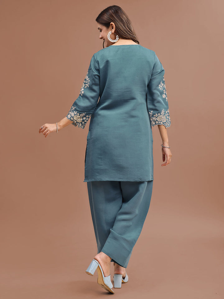 Sea-Green-Silk-Blend-Sequinns-Work-Co-Ord-Set