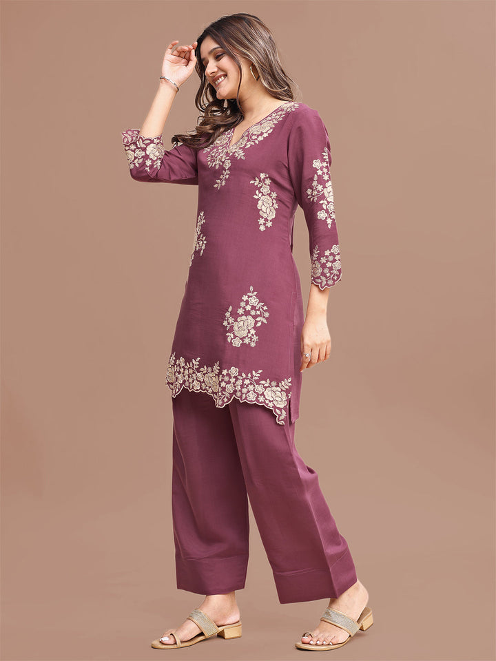 Mauve-Silk-Blend-Sequinns-Work-Co-Ord-Set