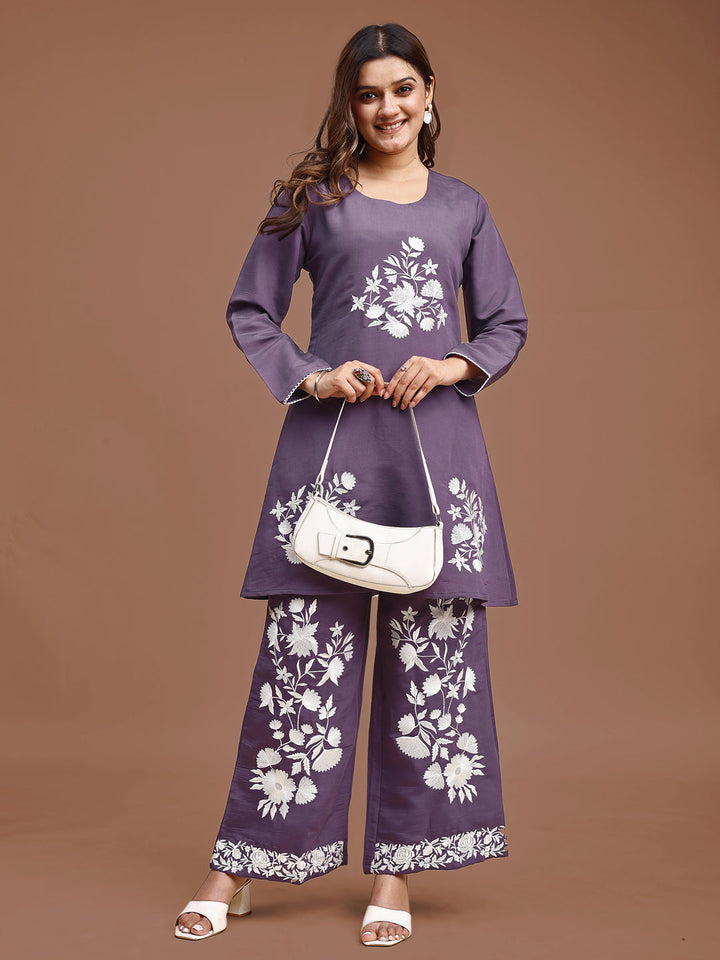 Lavender-Silk-Blend-Embroidered-Co-Ord-Set