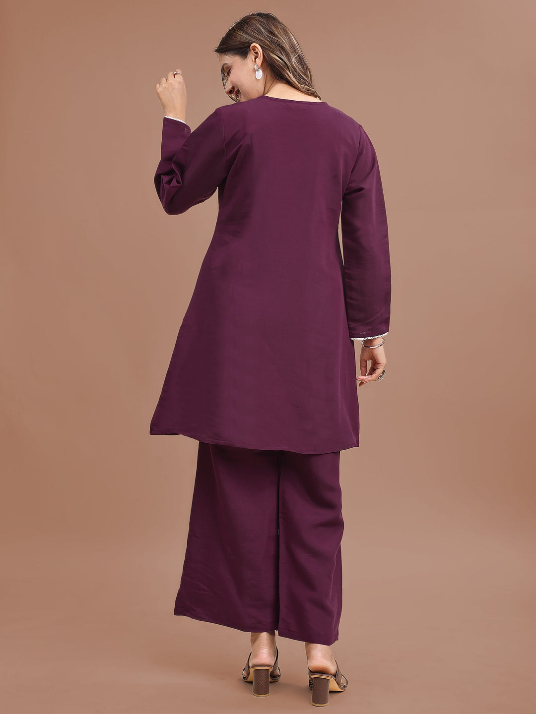 Burgundy-Silk-Blend-Embroidered-Co-Ord-Set