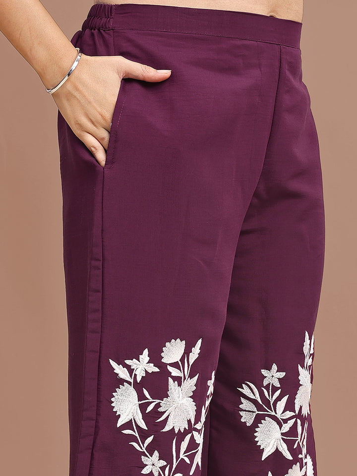 Burgundy-Silk-Blend-Embroidered-Co-Ord-Set