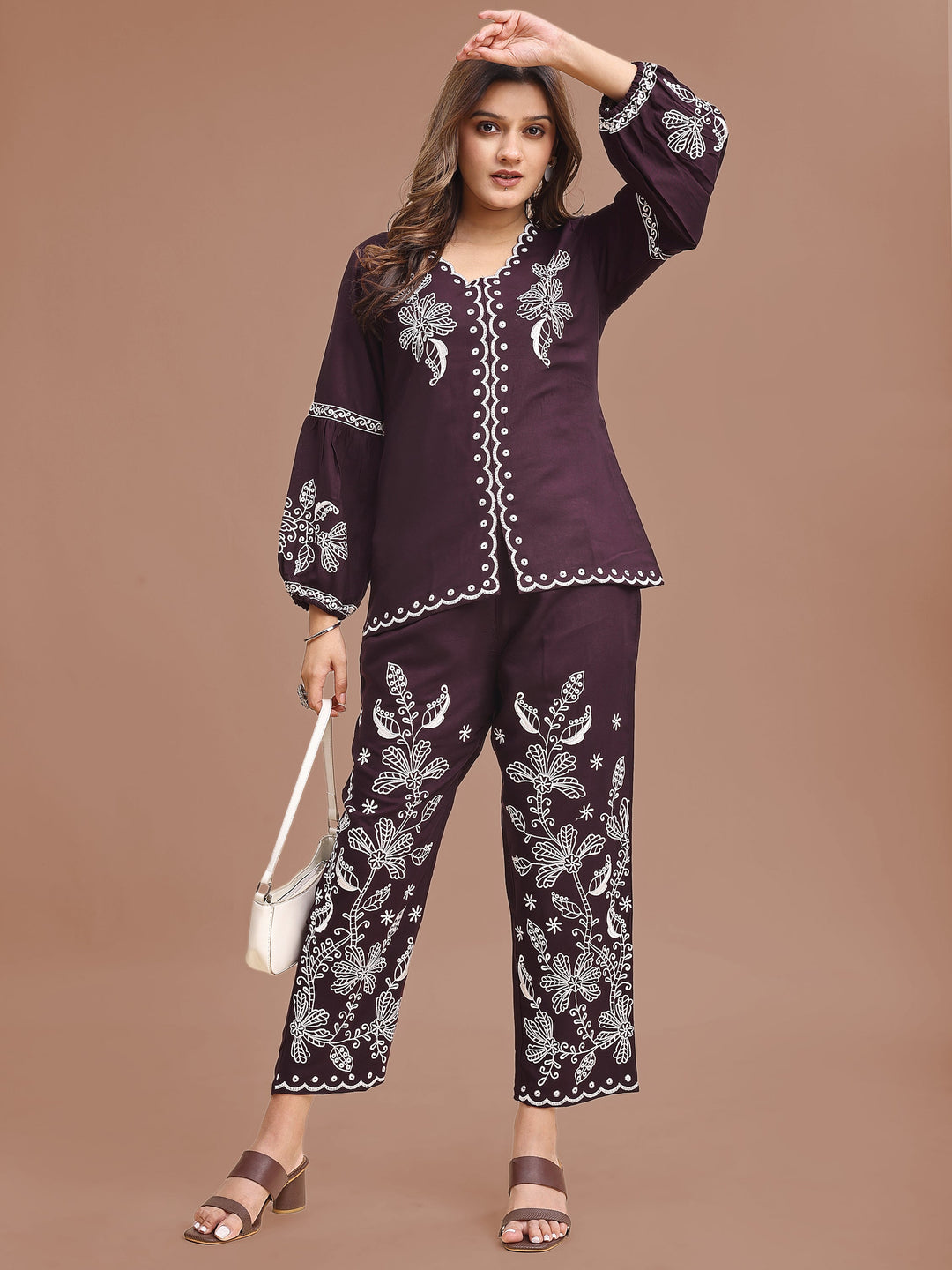 Dark-Purple-Rayon-Embroidered-Co-Ord-Set
