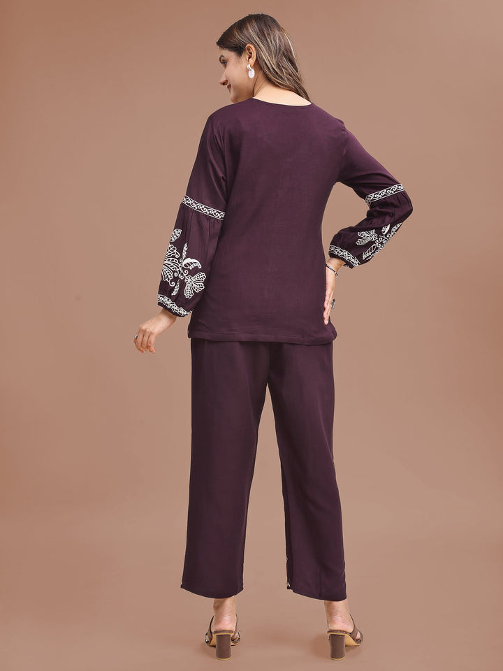 Dark-Purple-Rayon-Embroidered-Co-Ord-Set