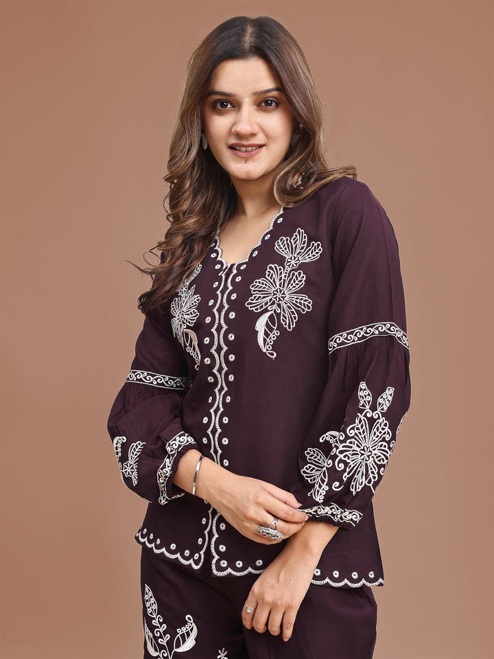Dark-Purple-Rayon-Embroidered-Co-Ord-Set