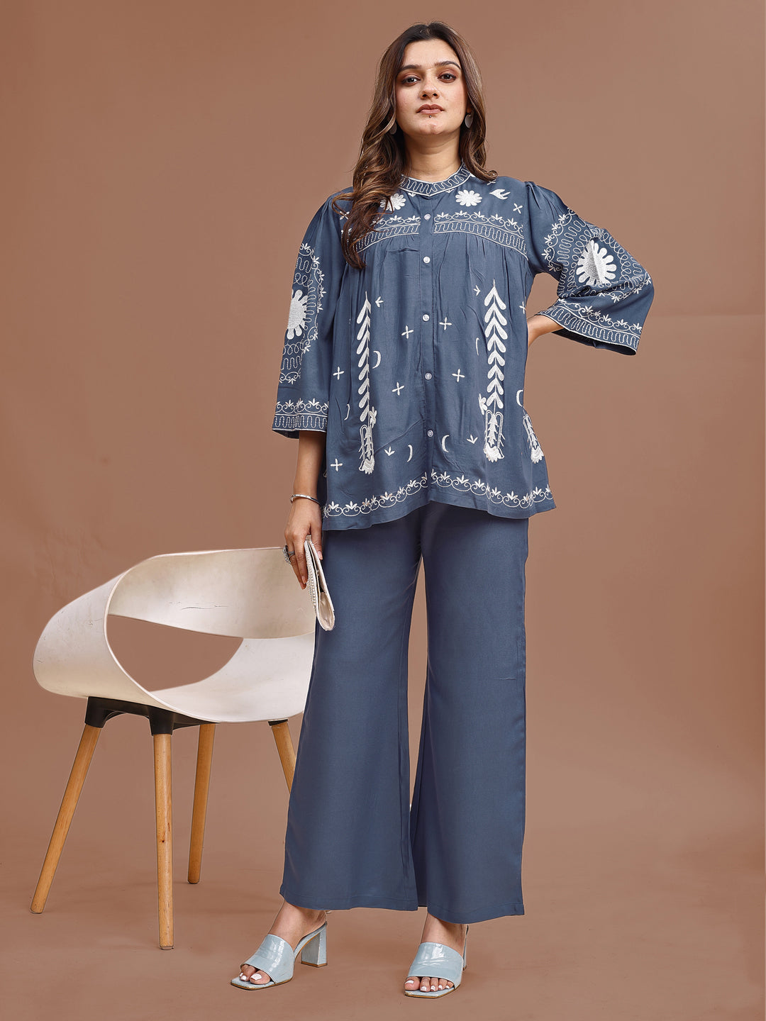 Denim-Blue-Rayon-Embroidered-Co-Ord-Set