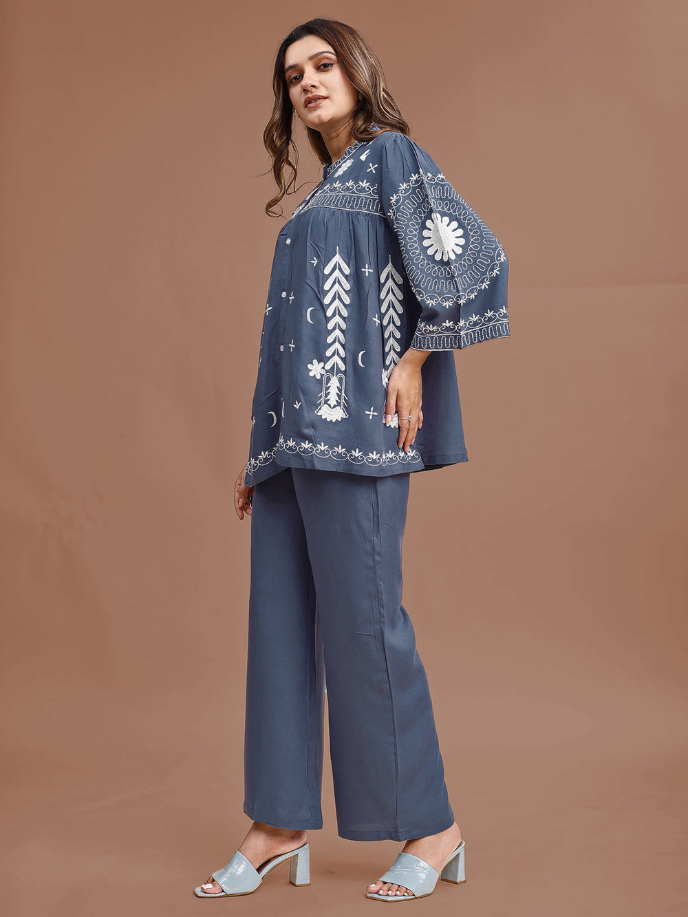 Denim-Blue-Rayon-Embroidered-Co-Ord-Set