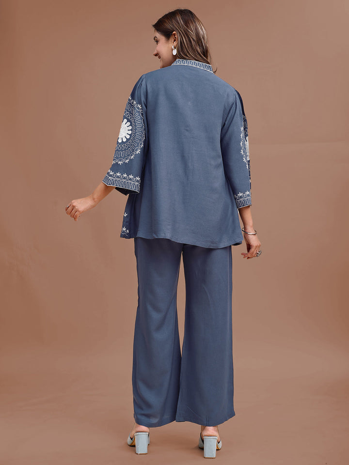 Denim-Blue-Rayon-Embroidered-Co-Ord-Set
