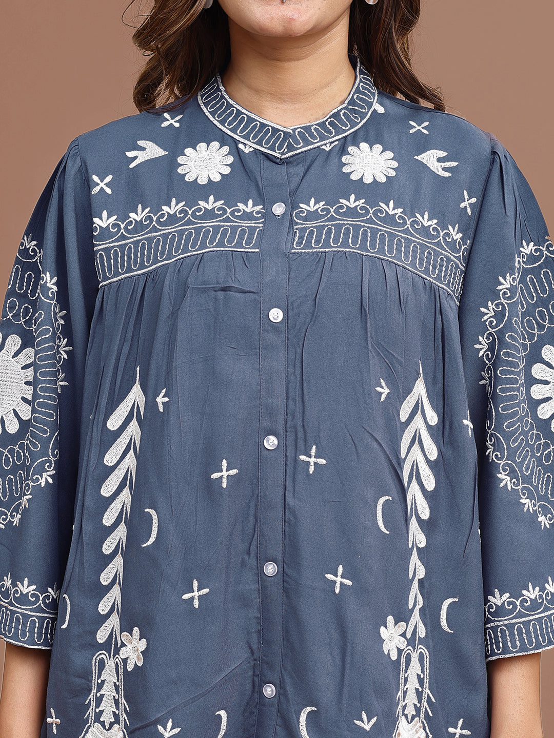 Denim-Blue-Rayon-Embroidered-Co-Ord-Set