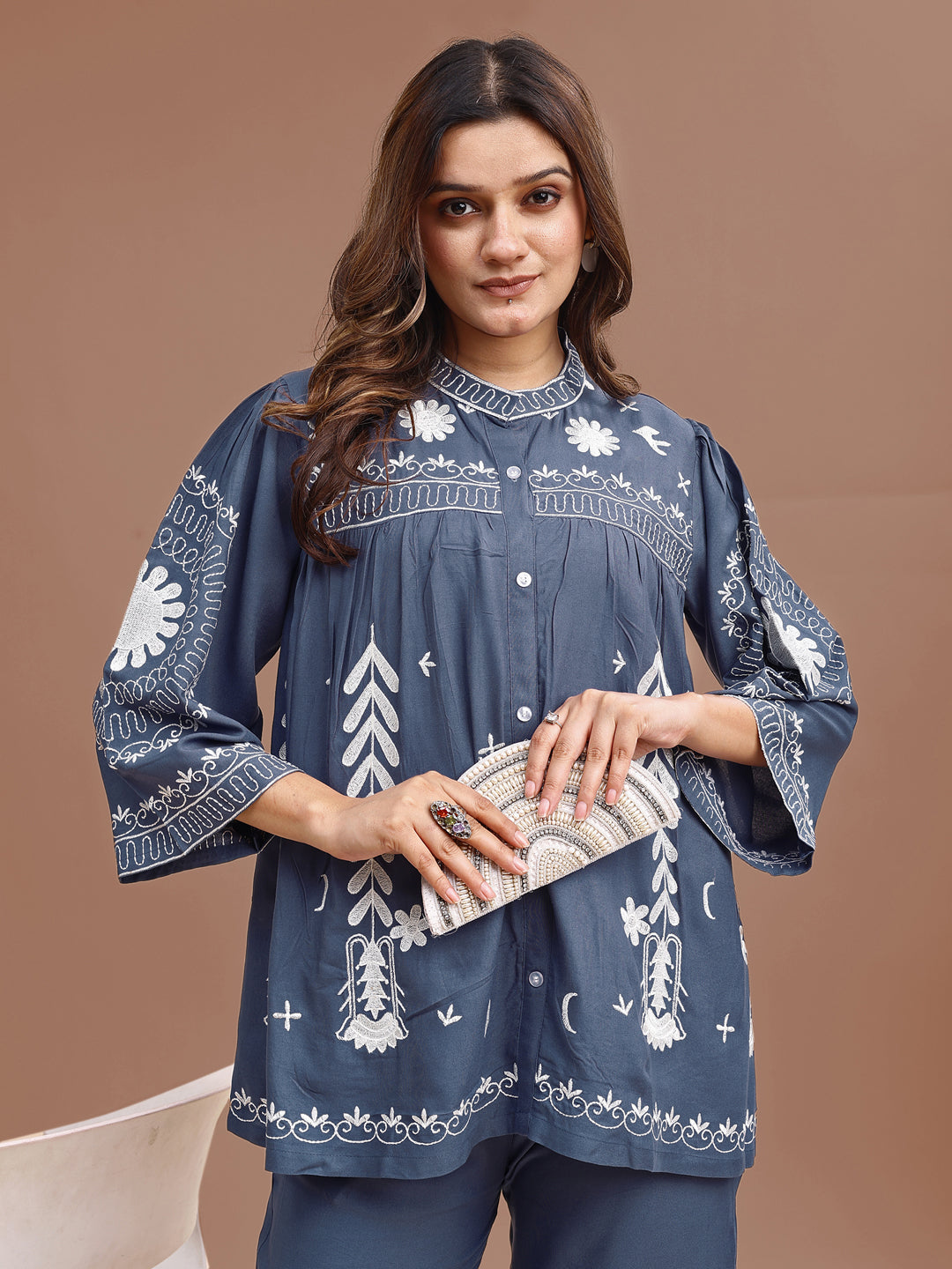 Denim-Blue-Rayon-Embroidered-Co-Ord-Set