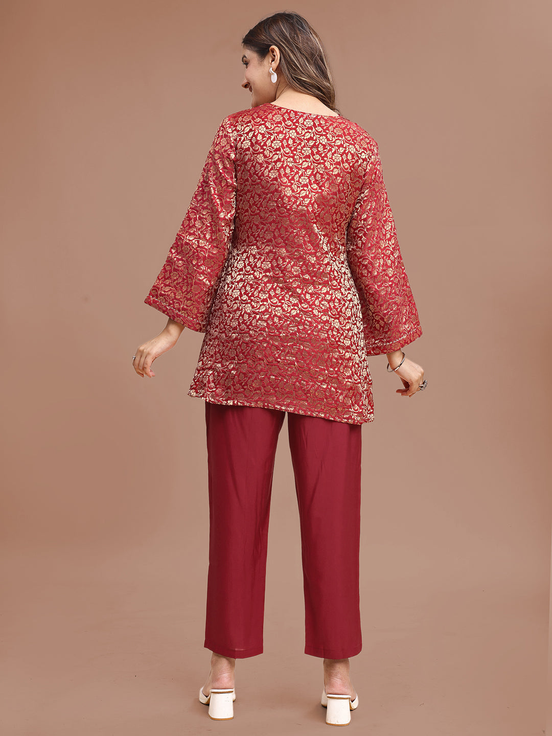 Red-Silk-Blend-Brocade-Co-ord-Set
