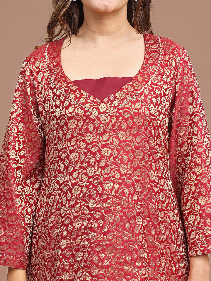 Red-Silk-Blend-Brocade-Co-ord-Set