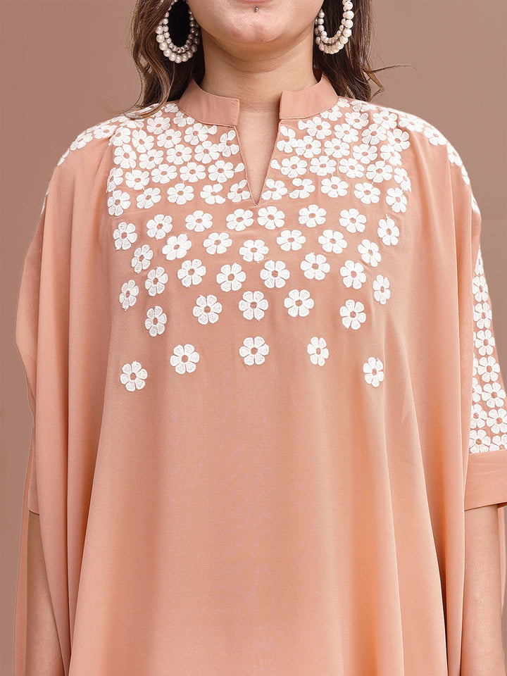 Peach-Georgette-Kaftan-Embroidered-Co-ord-Set