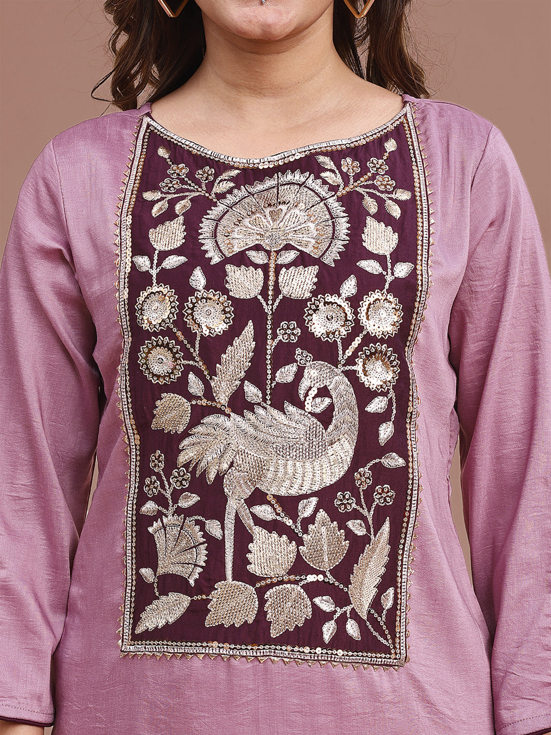 Mauve-Silk-Blend-Zari-Work-Yoke-Embroidered-Co-Ord-Set