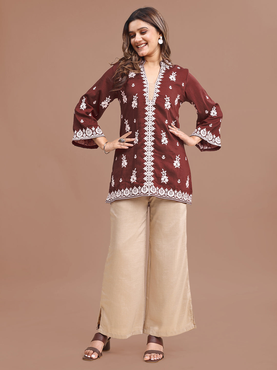 Maroon-Silk-Blend-Embroidered-Co-Ord-Set