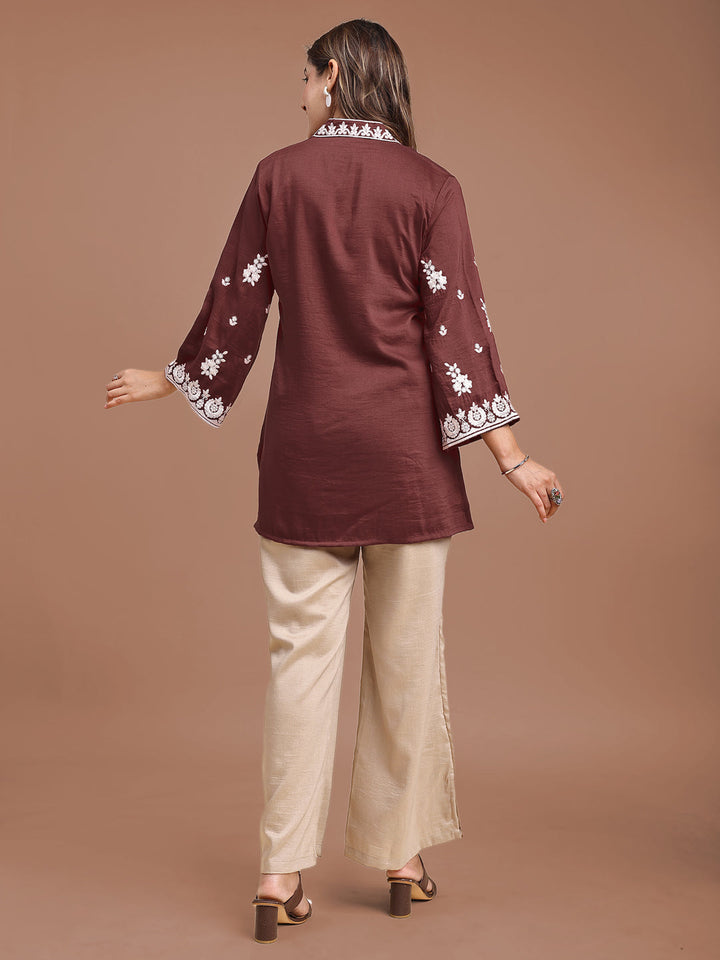 Maroon-Silk-Blend-Embroidered-Co-Ord-Set