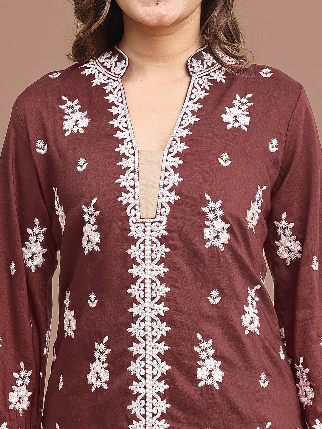 Maroon-Silk-Blend-Embroidered-Co-Ord-Set