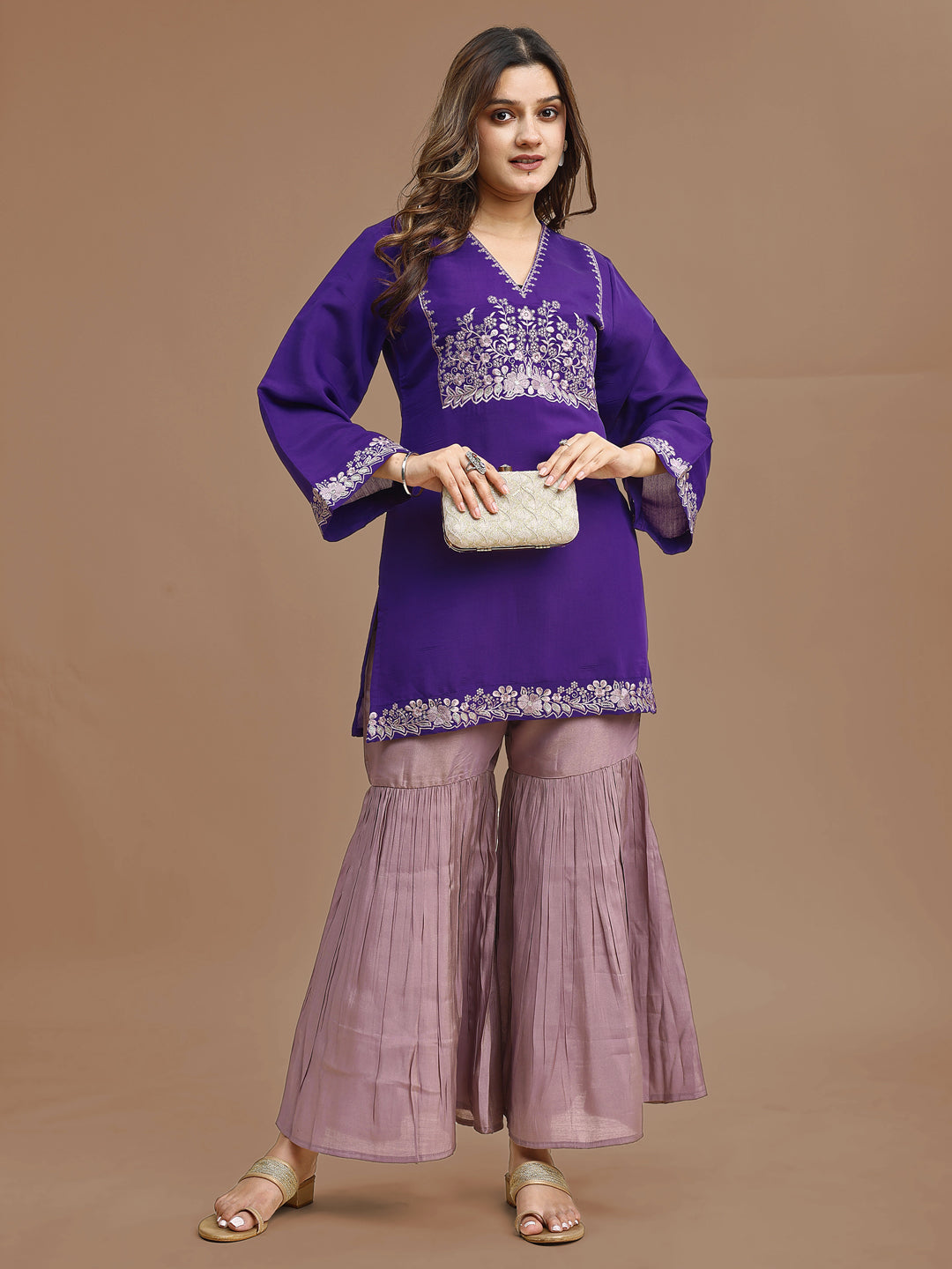 Purple-Silk-Blend-Embroidered-2-Piece-Sharara-Set