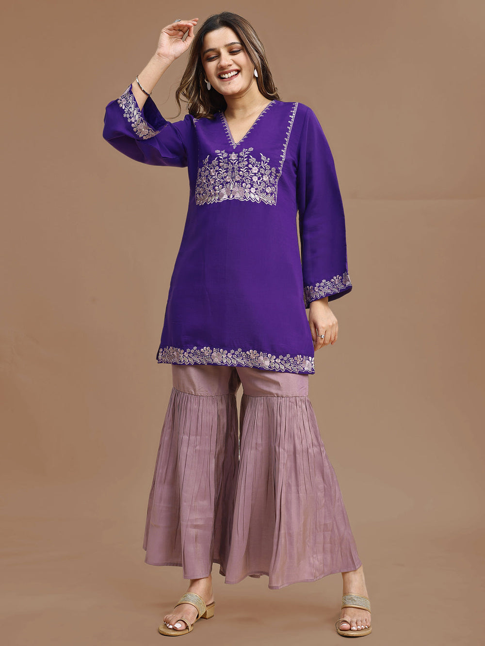 Purple-Silk-Blend-Embroidered-2-Piece-Sharara-Set