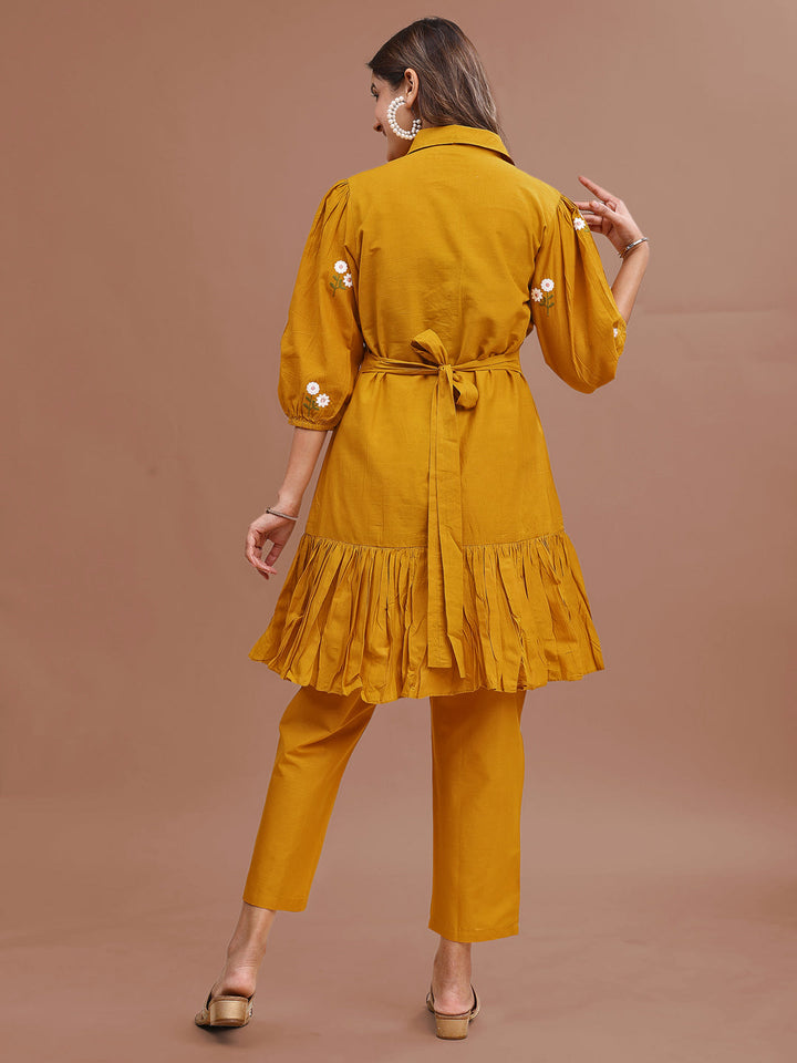 Mustard-Pure-Cotton-Fit-&-Flair-Embroidered-Co-Ord-Set