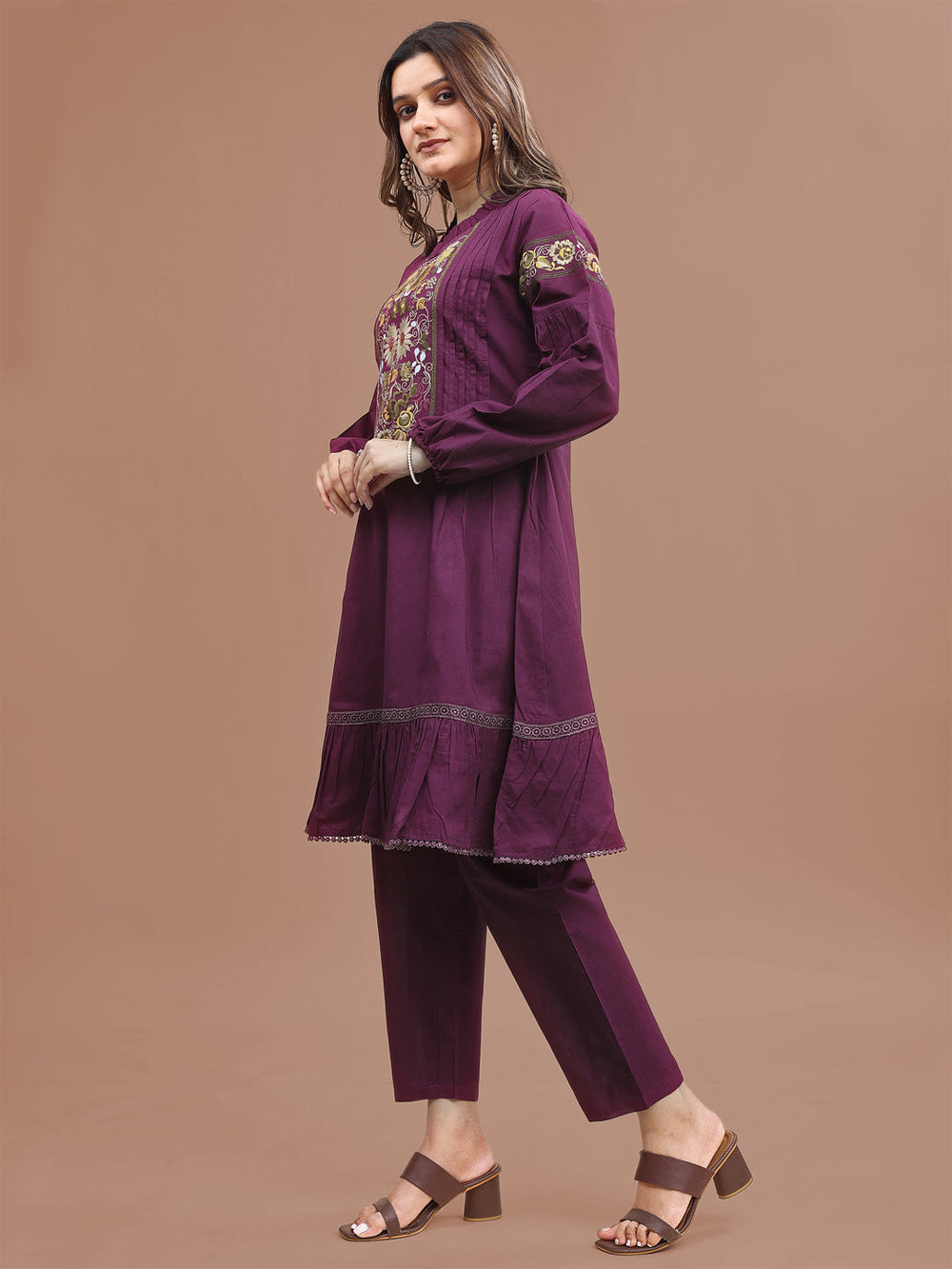 Purple-Pure-Cotton-Fit-&-Flair-Embroidered-Co-Ord-Set