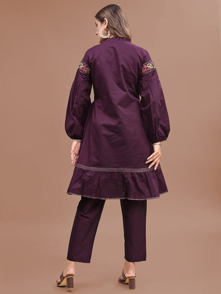Purple-Pure-Cotton-Fit-&-Flair-Embroidered-Co-Ord-Set
