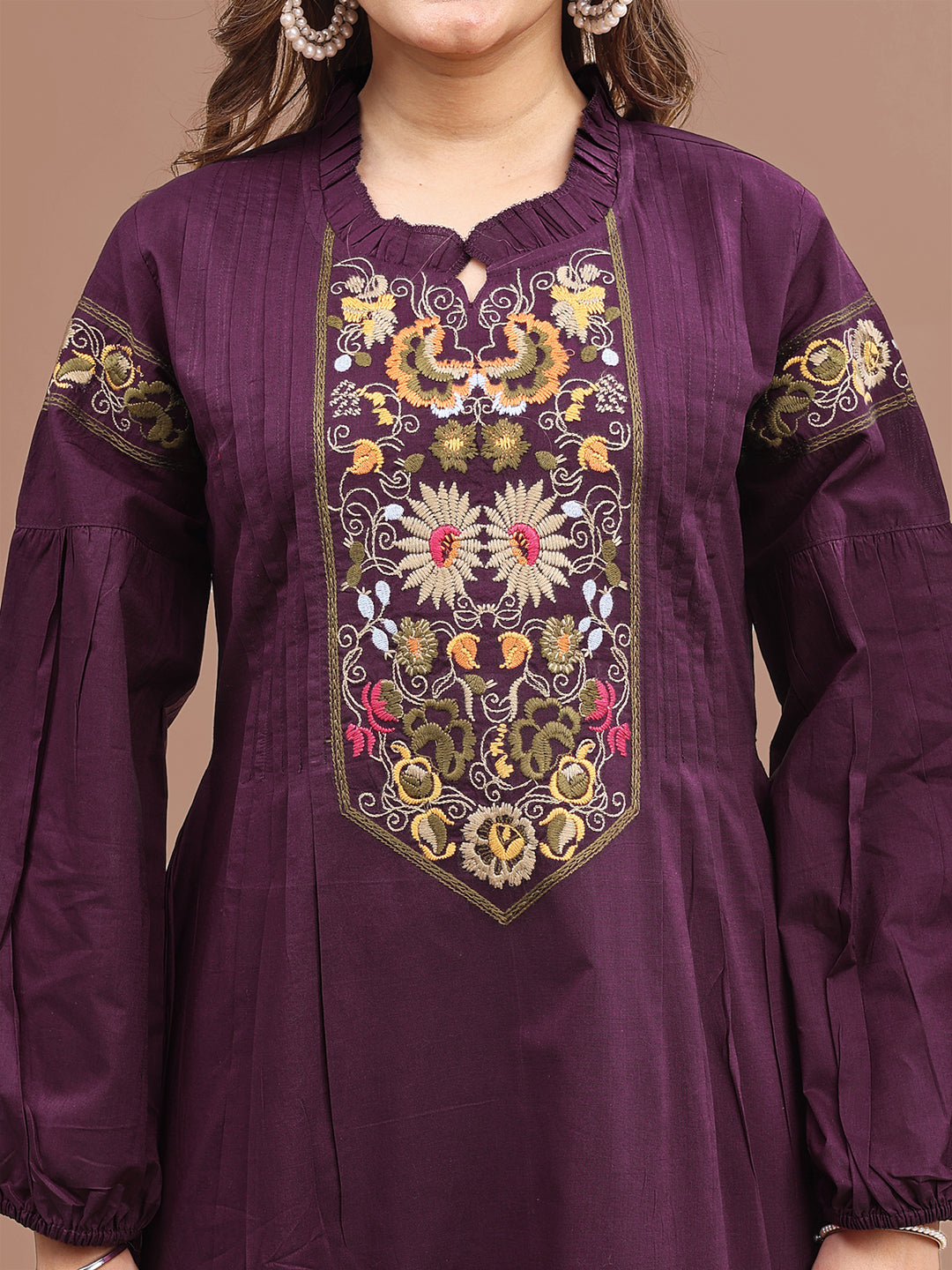 Purple-Pure-Cotton-Fit-&-Flair-Embroidered-Co-Ord-Set