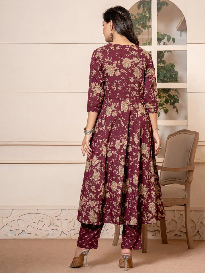 Burgundy-Cotton-Floral-Embroidered-Anarkali-Set