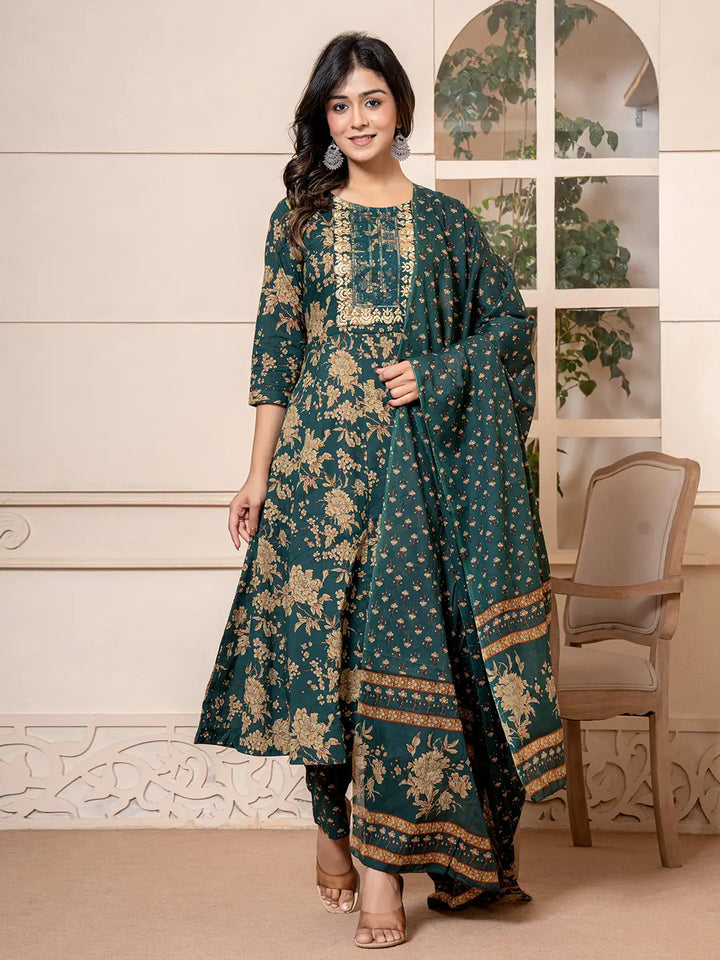 Green-Cotton-Floral-Embroidered-Anarkali-Set