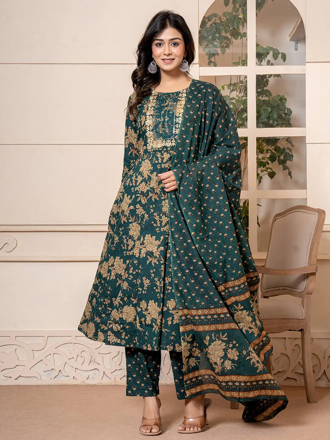 Green-Cotton-Floral-Embroidered-Anarkali-Set