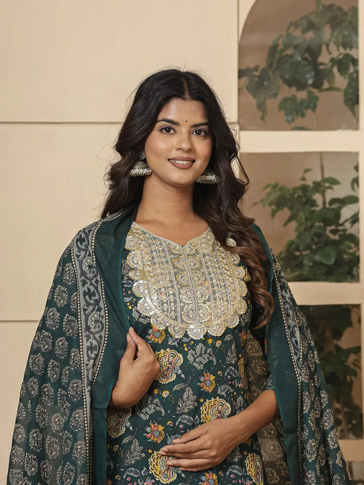 Green-Cotton-Embroidered-Festive-Wear-3-Piece-Kurta-Set