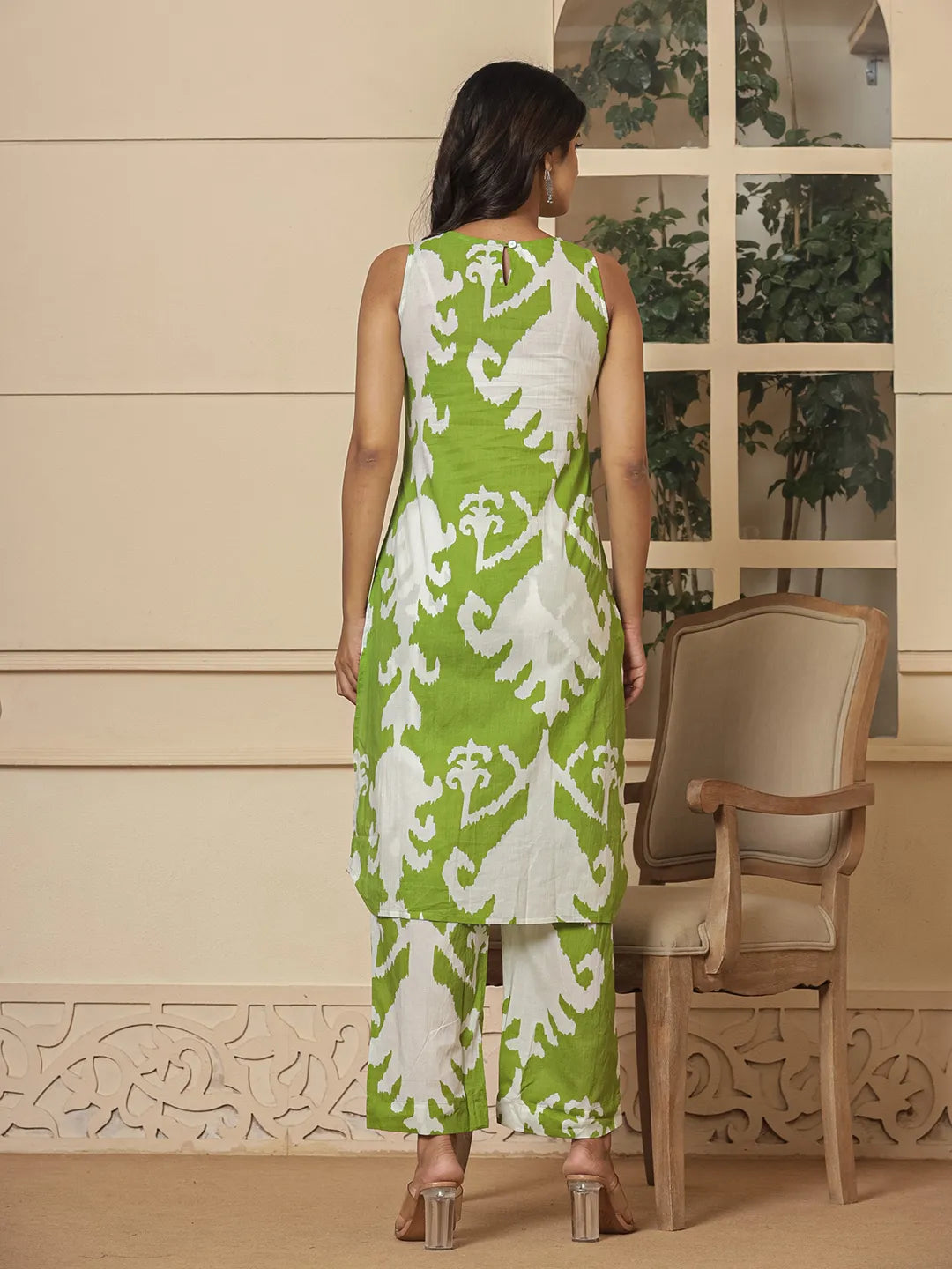 Green-Cotton-Printed-Pin-Tuck-Co-Ord-Set