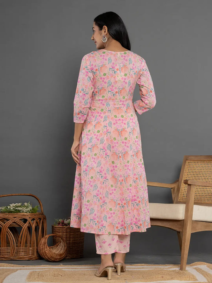 Peach-Cotton-Floral-Printed-3-Piece-Kurta-Set