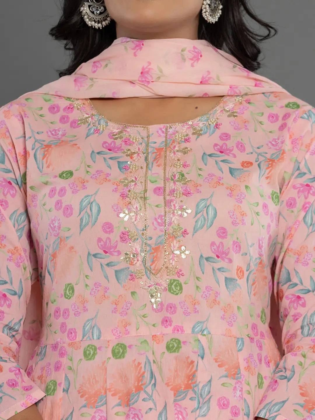 Peach-Cotton-Floral-Printed-3-Piece-Kurta-Set