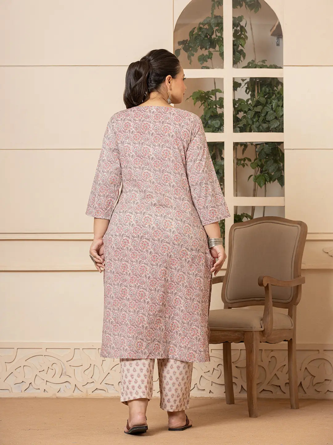 Pink-Cotton-Plus-Size-Piping-Design-3-Piece-Kurta-Set