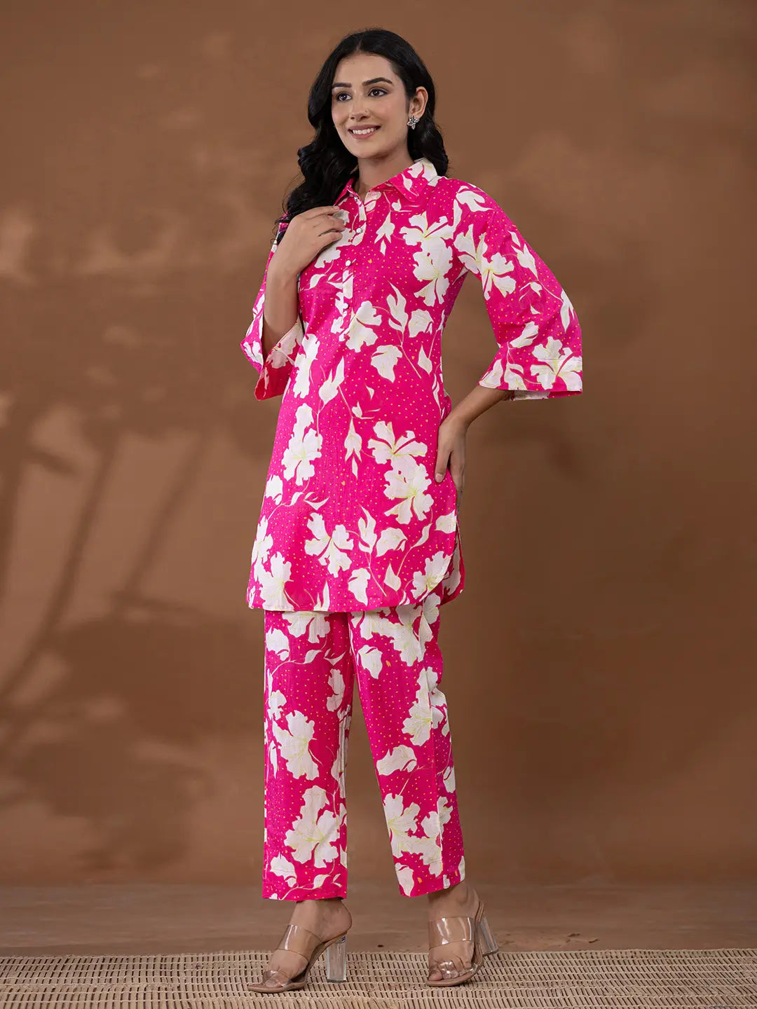 Pink-Cotton-Printed-Collar-Neck-Co-Ord-Set