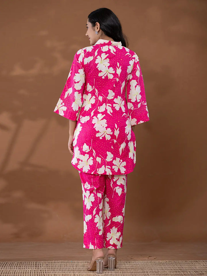 Pink-Cotton-Printed-Collar-Neck-Co-Ord-Set